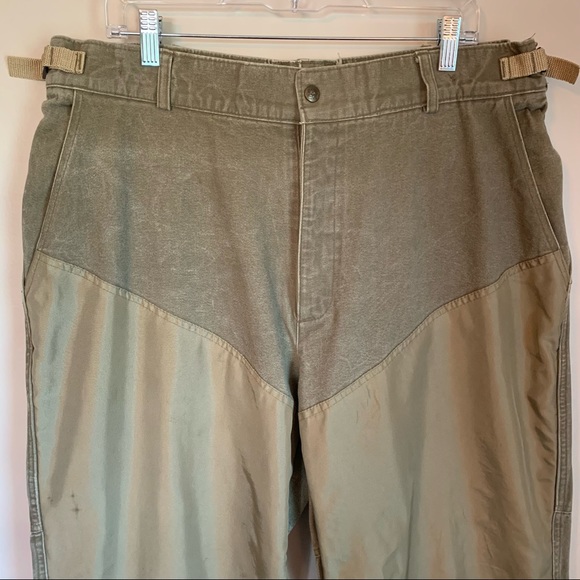 SOLD!  Columbia Brush Pants Mens 40 x 32 Green Tan Outdoor Hunting Field Work - Picture 2 of 13